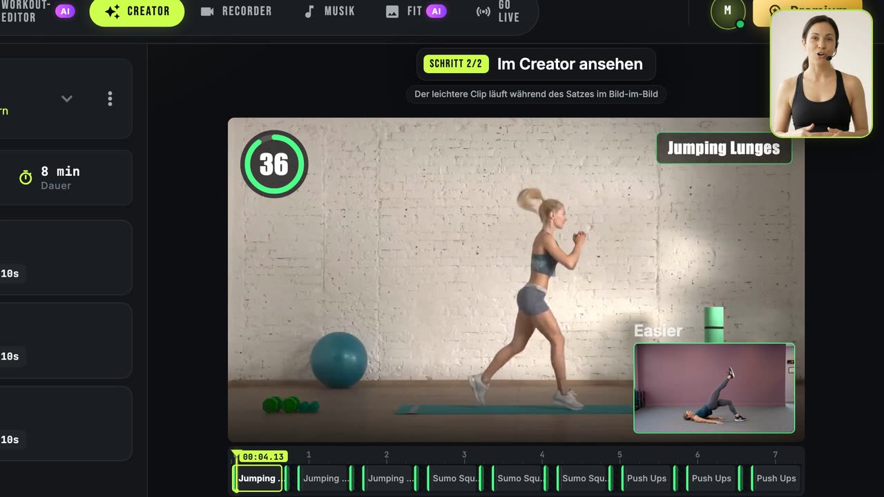 So zeigst du eine leichtere Übungsvariante — Fit Cut Pro
