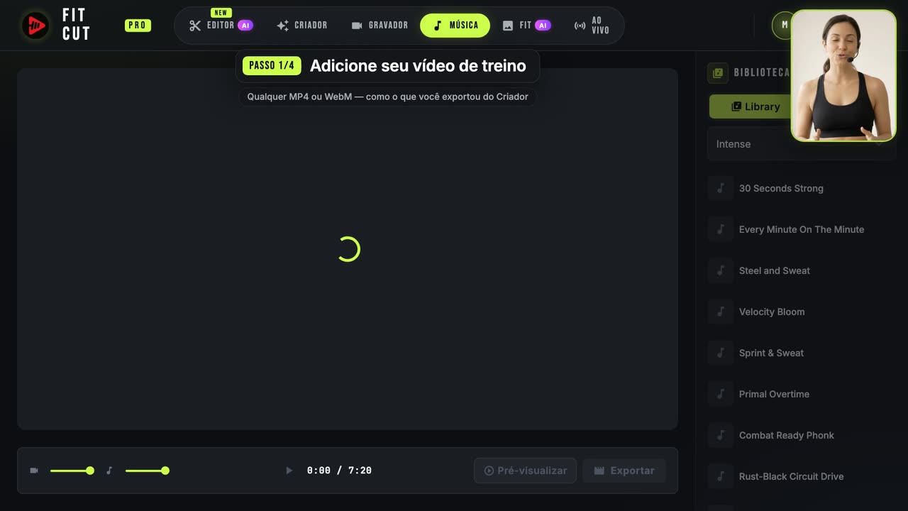 Como adicionar música a um vídeo de treino — Fit Cut Pro tutorial